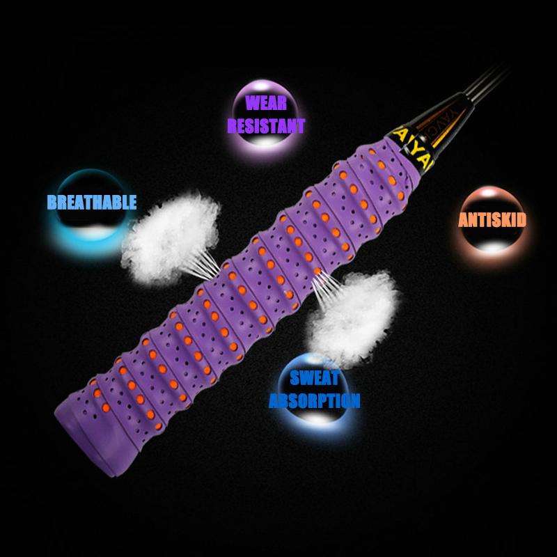 Двухцветный перфорированный киль ламинированная резиновая ручная ракетка для бадминтона теннисная ракетка удочка нескользящая повязка от пота дышащая