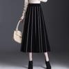 Women's Autumn Winter Midi Knitted Skirt Female Skirt High Waist Thicken Solid Slim Mid-length A-line Pleated Skirt