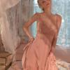 Ice silk suspender nightdress sexy satin ruffle edge pure desire simulation silk summer pajamas feminine seduction suspender skirt