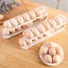 1/2 Pcs Fridge Slide Egg Carton Two Tiers Automatic Rolling Large Capacity Egg Organizer Refrigerator Side Door Egg Dispenser Egg Holder