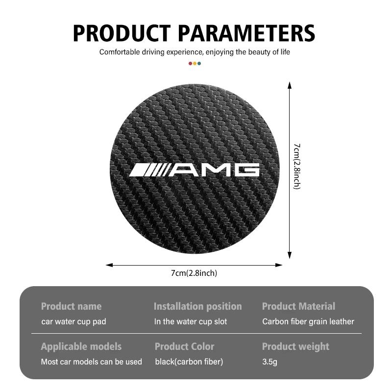 ZLLB1 2pcs Car Water Cup Pad Holders Non-slip PUFor Mercedes Benz AMG W203 W204 W206 W220 W205 W211 W212 W201 W168 E300L GLC V8 GT SLK