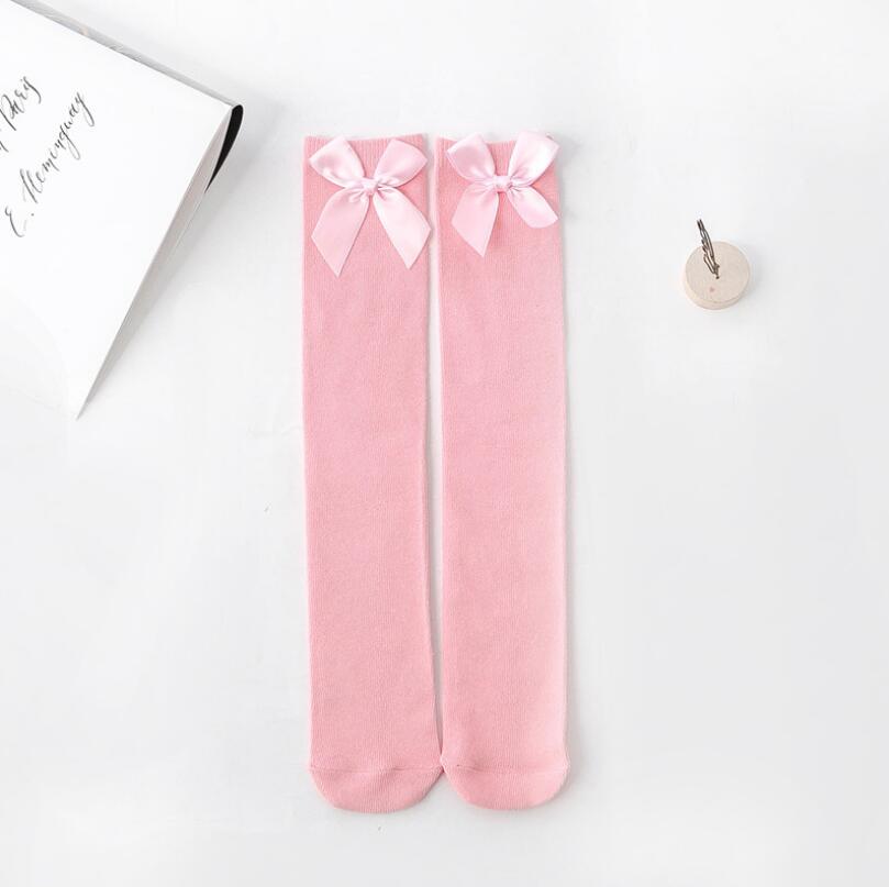 Новые испанские детские гольфы до колена, осенне-зимние детские хлопковые носки для девочек, гольфы до колена с большими бантами, детские носки для пола