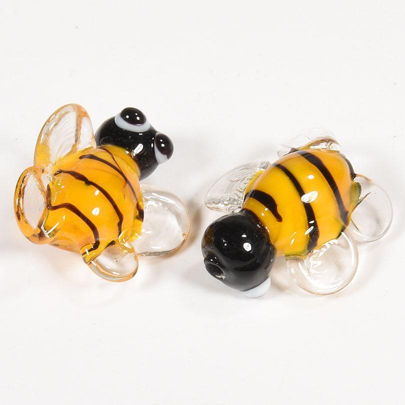 5pcs Yellow Cute Bee Charm Beads For Jewelry Making Supplies Glass Materials Animal Spacer/Loose Bead DIY Bracelets Accessories