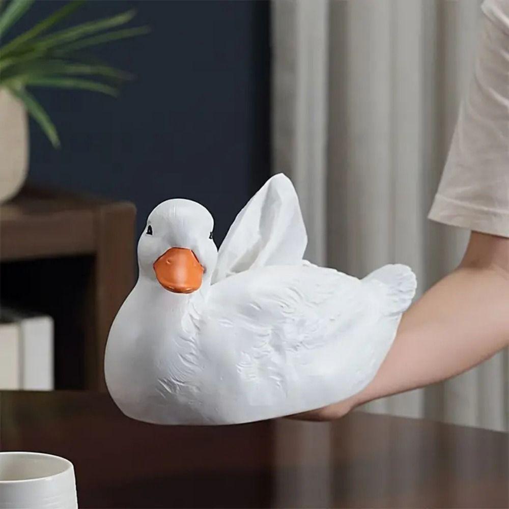 Water-proof Resin Duck Tissue Box Hollow Bottom Creative Paper Storage Case Living Room