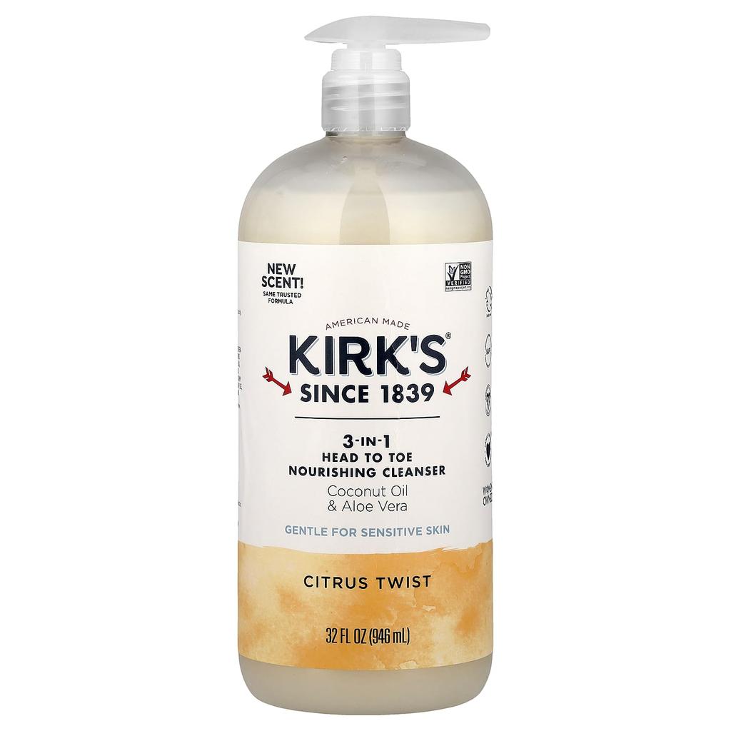 Kirk's 3-In-1 Head To Toe Nourishing Cleanser, Citrus Twist, 946 Ml (32 Fl Oz)