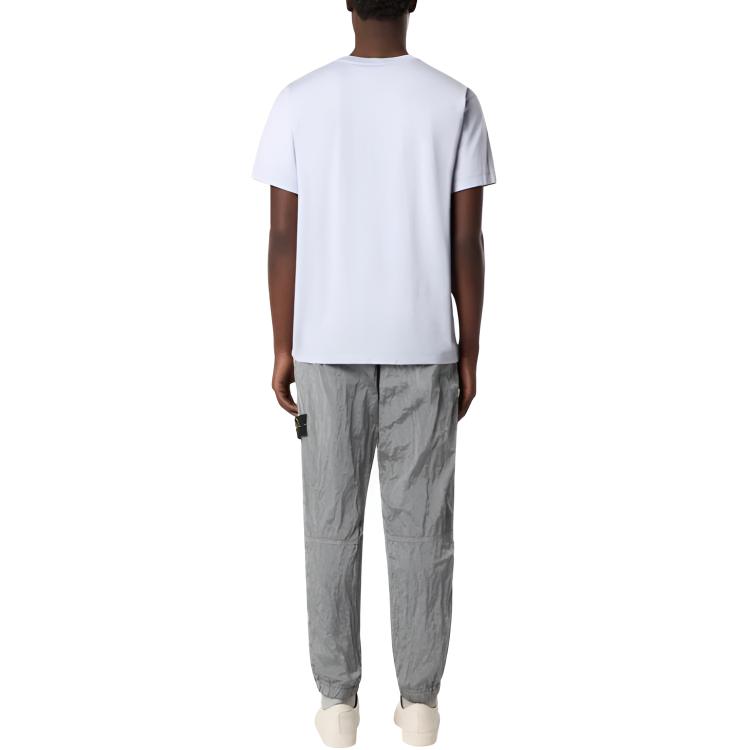 STONE ISLAND Ss25 Однотонная трикотажная футболка с логотипом, удобная, облегающая, с круглым вырезом, из стиранного хлопка, однотонная, с коротким рукавом, мужская футболка K1S1521000-39S0013-V0088