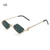Retro Diamond-Shaped Women's Sunglasses Metal Hip Hop Vintage Shades Narrow Small Eyewear for Women & Men