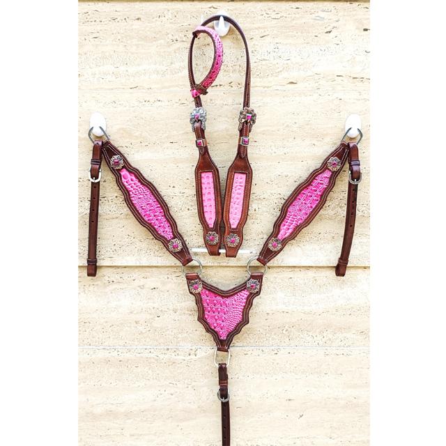 WILDRACE Premium Horse Show Saddle Tack Western Leather Headstall Breast Collar