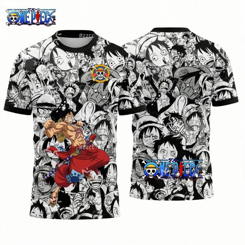 Монки Д. из One Piece. Футболка с принтом Луффи Японское аниме Футбольная майка Спортивная Быстросохнущая Мужская футболка Детская одежда Футболка