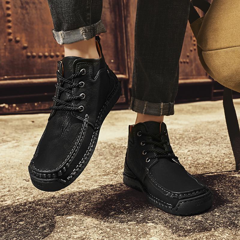 39-46 Мужская повседневная обувь среднего размера, уличная кожаная обувь, туфли большого размера на плоской подошве ручной работы