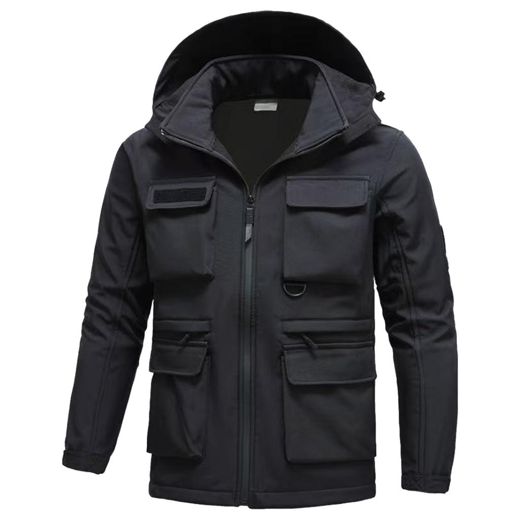 Men's Outdoor Jacket Suit Men's Plus Velvet Cold Proof Windproof Waterproof Warm Cycling Mountaineering Suit Outdoor Suit