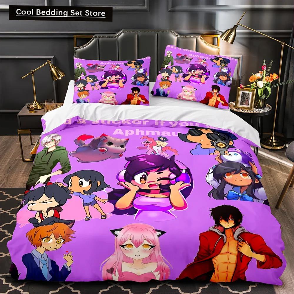 APHMAU Комплект постельного белья Single Twin Full Queen King Size Kawaii Aphmau Комплект постельного белья Aldult Kid Bedroom Duvetcover Sets 3D Print Anime Bed