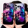 Мультяшная Роза и Череп Фиолетовый Для iPhone 15 14 13 12 Mini 11 Pro Max X XS XR 7 8 Plus 2020 22 SE Закаленное Стекло Чехол для Телефона