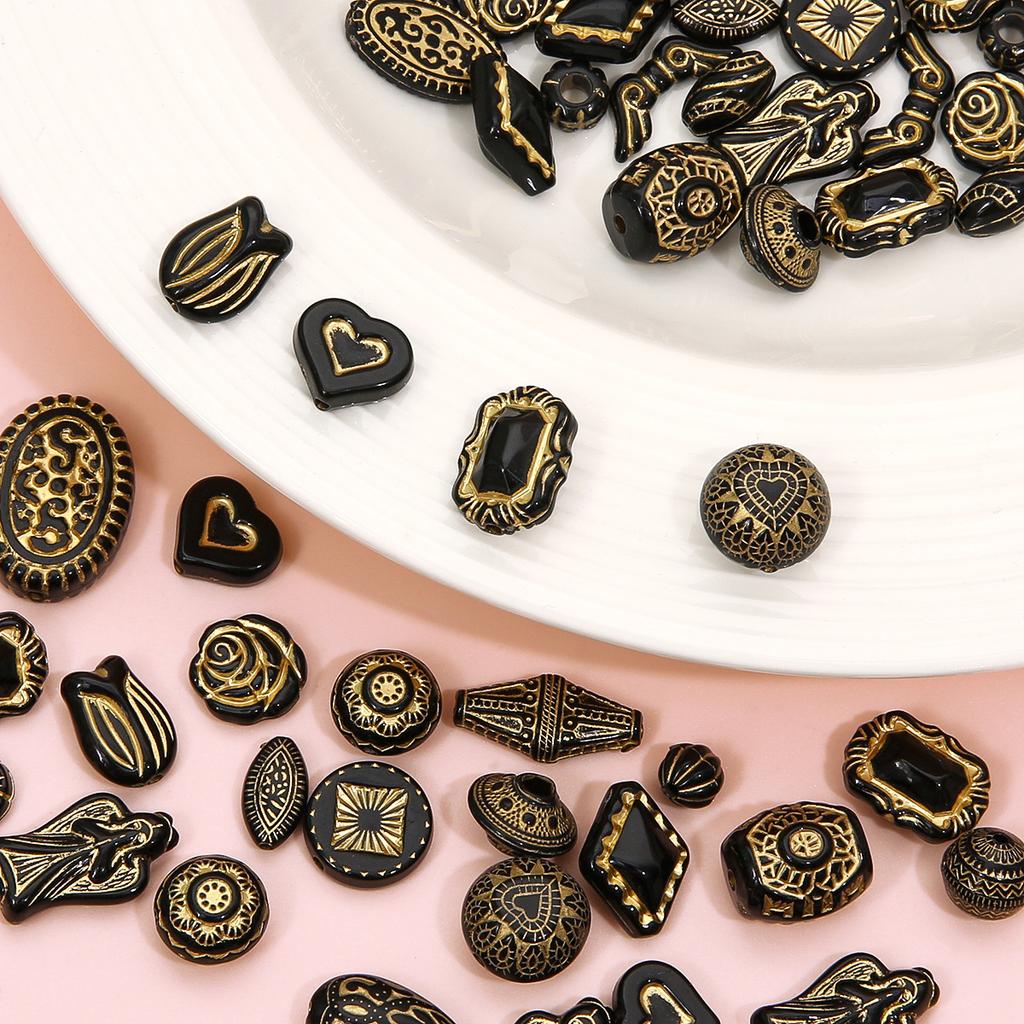 Бусины для браслета ручной работы, акриловые французские винтажные золотые плоские бусины, круглые бусины, украшения ручной работы, браслет, ожерелье, кулон, телефонная цепочка, аксессуары