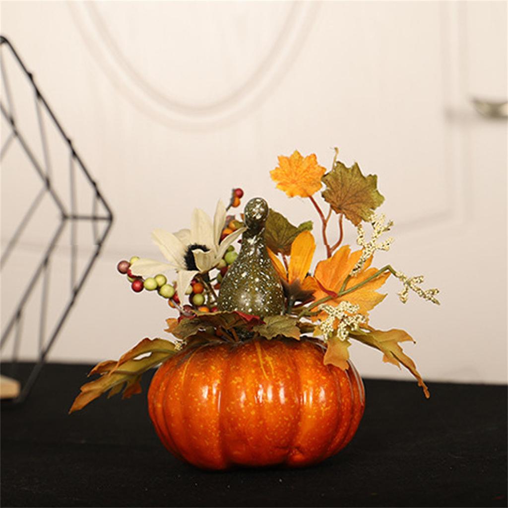 Поддельные тыквы с искусственными цветами для Хэллоуина, вечеринки, Дня Благодарения, осенние украшения, домашний стол, центральная часть, кухонный декор