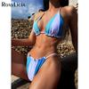 Sexy Halter Splicing Ruffled Frilled Bikini Women Swimwear Female Swimsuit Two-pieces Bikini Set Bather Bathing Suit Swim