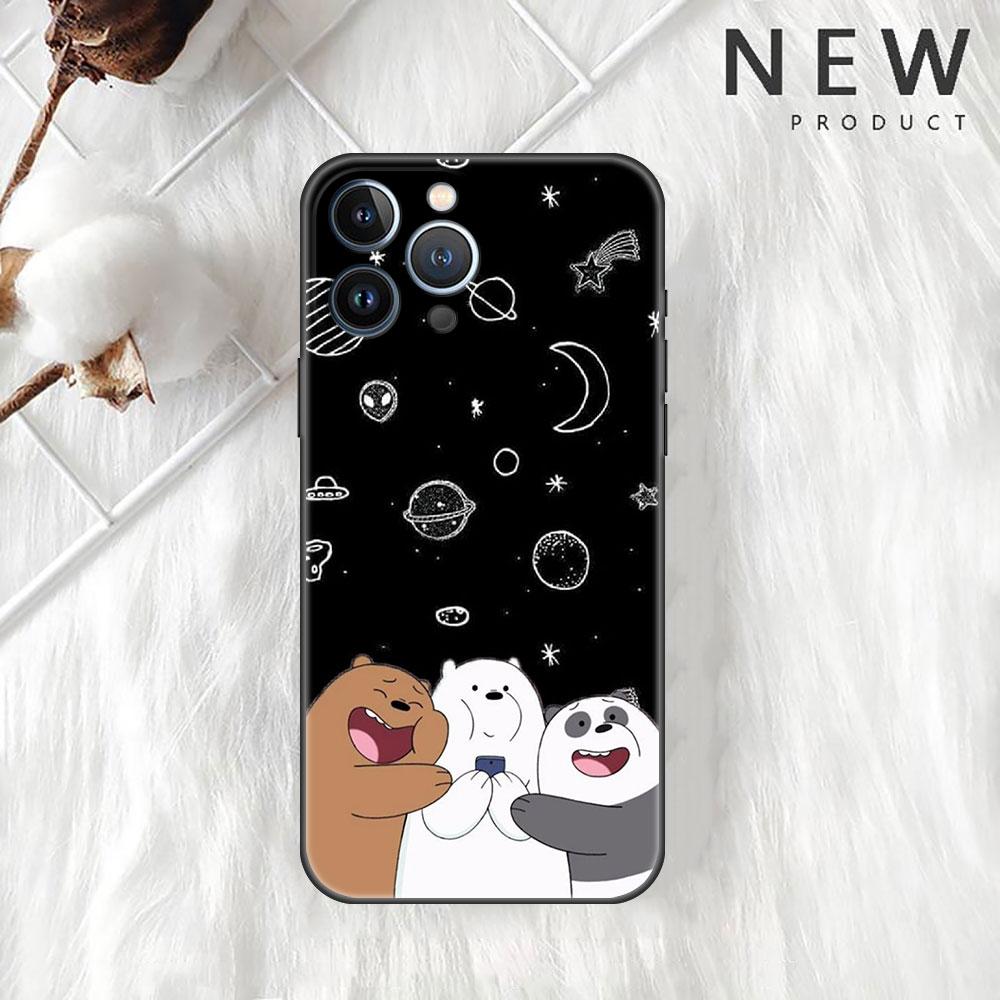 Чехол Funda для Apple iPhone 14 11 13 7 12 Pro 7 XR XS Max 8 Plus 6 14Pro 13Mini черный мягкий чехол для телефона We Bare Bears Cartoon