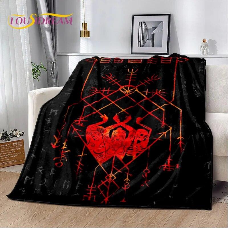 3D Viking Odin Valhalla Nordic Mythology Symbols Blanket,Soft Throw Blanket for Home Bedroom Bed Sofa Picnic Office Travel Cover
