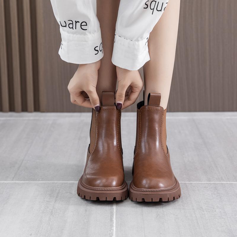Модные женские ботинки челси AIYUQI из натуральной кожи, новые осенне-зимние модные женские ботильоны, ретро зимние ботинки для дам WHSLE MTO