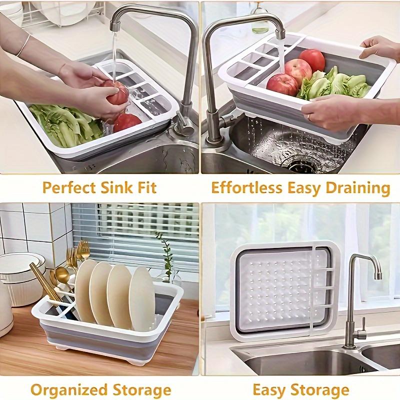 Dish Drying Rack with 3-Compartment Utensil Holder, Kitchen Countertop Organizer - Multifunctional Plate Storage Solution for Tableware and Plates