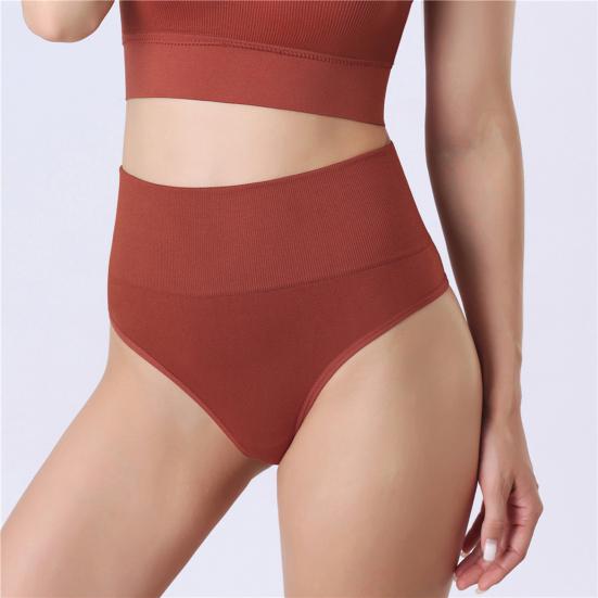 Women Underpants High Waist Solid Color Slimming Thread Butt-lifted Good Breathability Elastic Quick-drying Sport Casual Briefs Female Panties