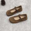 Johnature Retro Genuine Leather Women's Shoes Casual Round Toe Thick Soled Shallow Flat Shoes