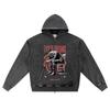 DTG Print Knitted Denim Zip-Up Hoodie Faded Dreams Brother Print Zipper Hoodies  