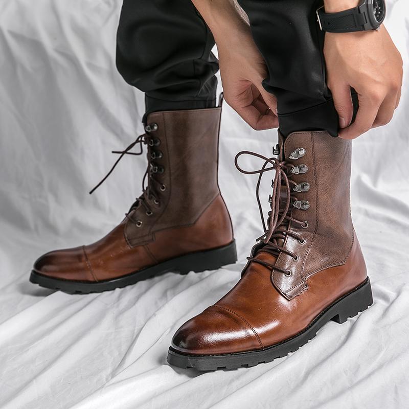 Fashion Casual Men's Long Boots Trendy New Designer Styles Leisure Business Party Office Outdoor Motorcycle Black Brown Plus Size Shoes