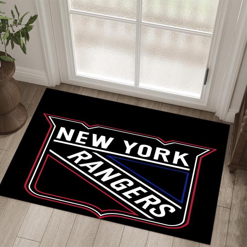 New York Rangers Design Crystal Velvet Carpet Cozy Non?Slip Printed Rug For Bedroom Living Room Entrance