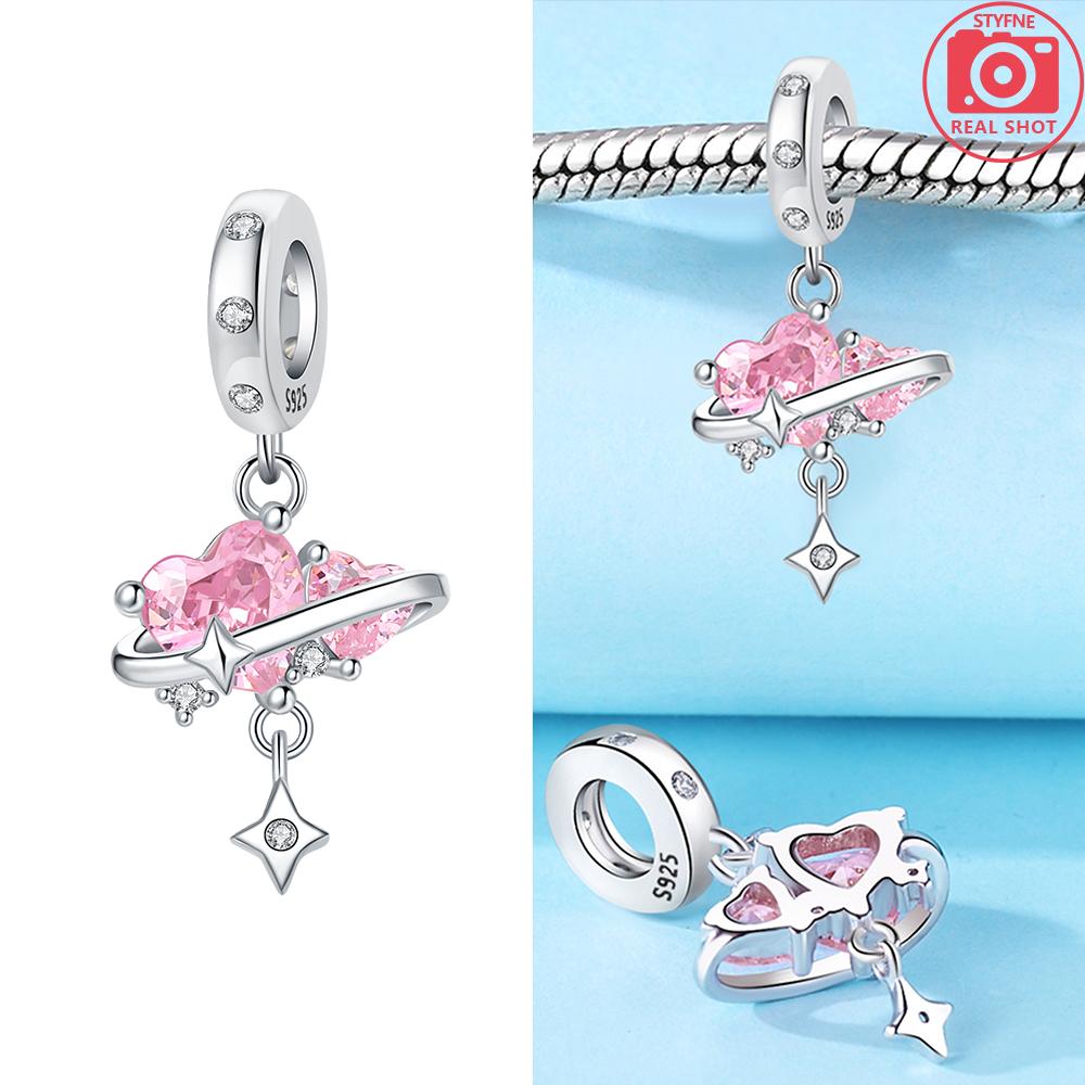 Pink Zircon Love copper Bead Charms Charm Bead Charms Compatible With Bracelets Women Jewellery Diy Anniversary Gift Delicate Accessories Bag Charm