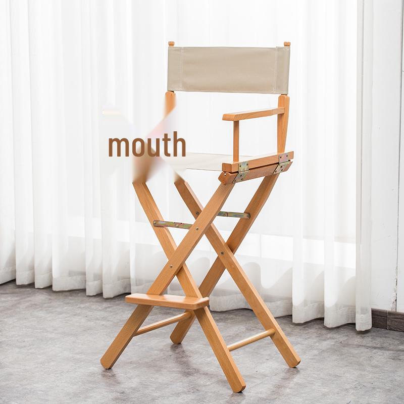 Складной стул режиссера из массива дерева с холщовой спинкой - Барный стул, для улицы, макияжа или рыбалки