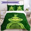 3pcs Duvet Cover Set (1*Duvet Cover + 2*Pillowcase, Without Core), The Grinch Print Soft All‑Season Bedding Set, Home Bedroom Decor Gift