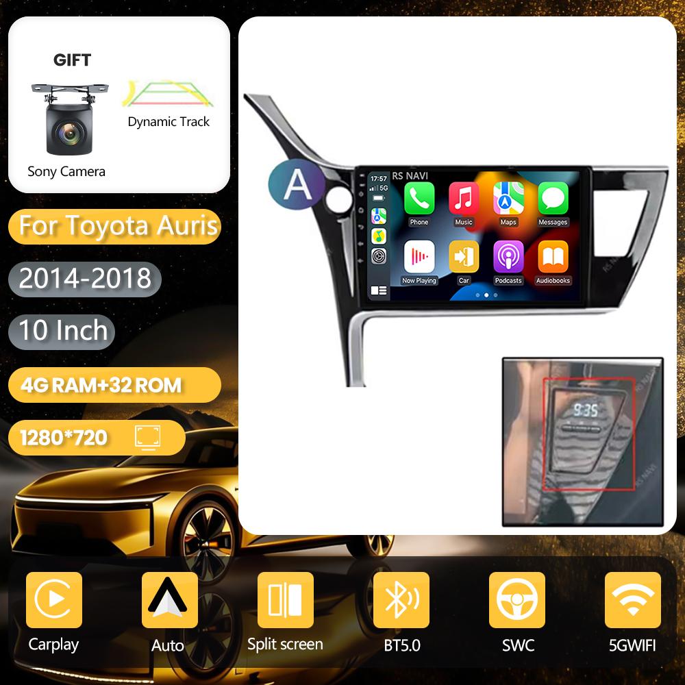 Android 16 pour Toyota Auris 2014 - 2018 Carplay auto autoradio multimédia GPS vidéo DVD lecteur DSP BT wifi+4G commande par application au volant