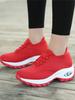 Women Walking Shoes Slip On Sock Sneakers Lady Girls Nurse Mesh Lightweight Sport  Shoes Air Cushion Platform Red Loafers 1862