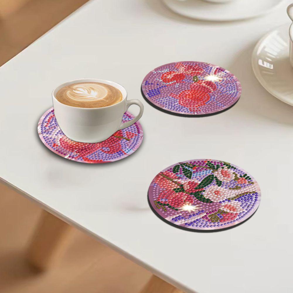 8PCS/6PCS With Stand Round Art Coasters Cute Panda Coaster Kit Christmas Theme