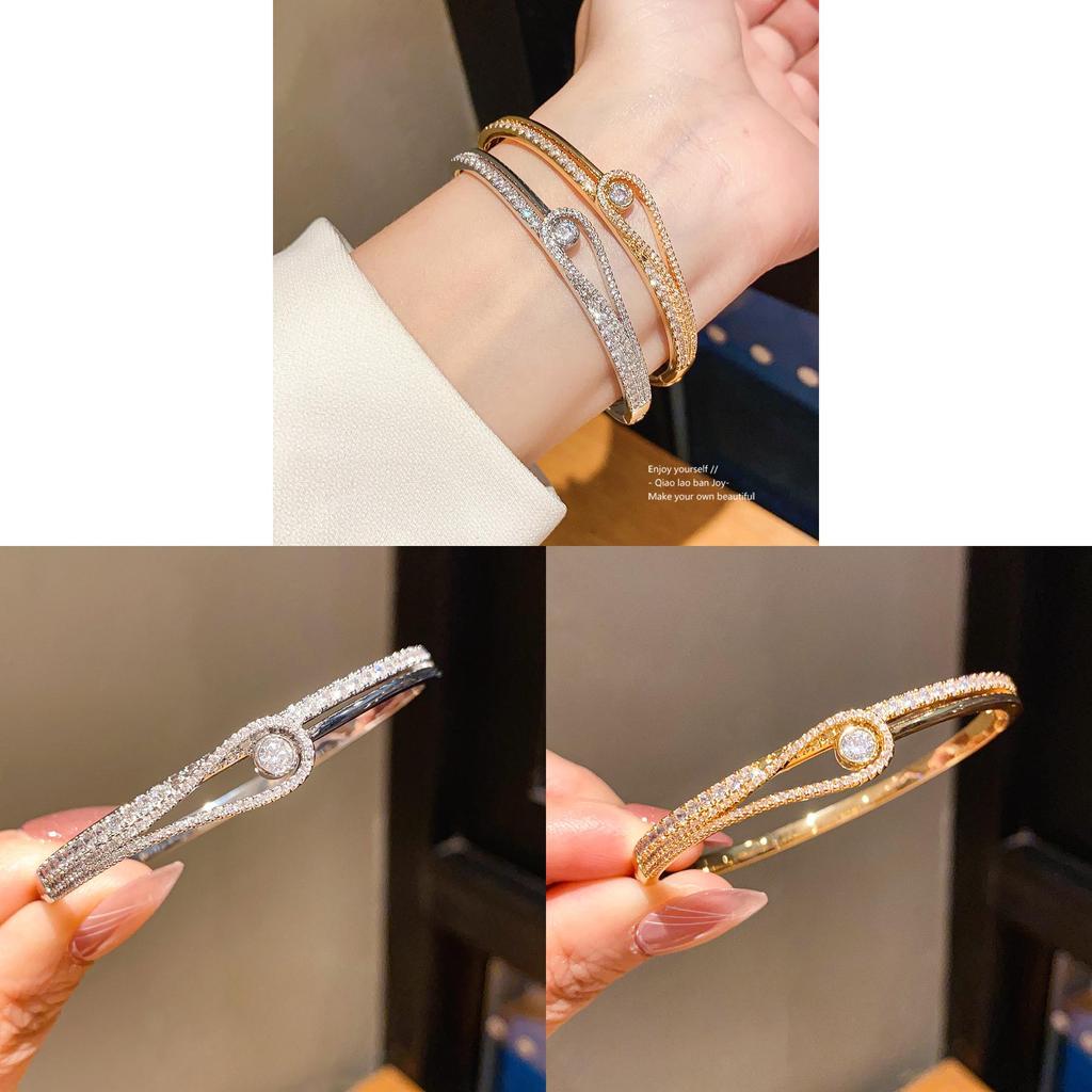 Минималистичный браслет-браслет с цирконом для женщин, ювелирное изделие с позолоченной медью