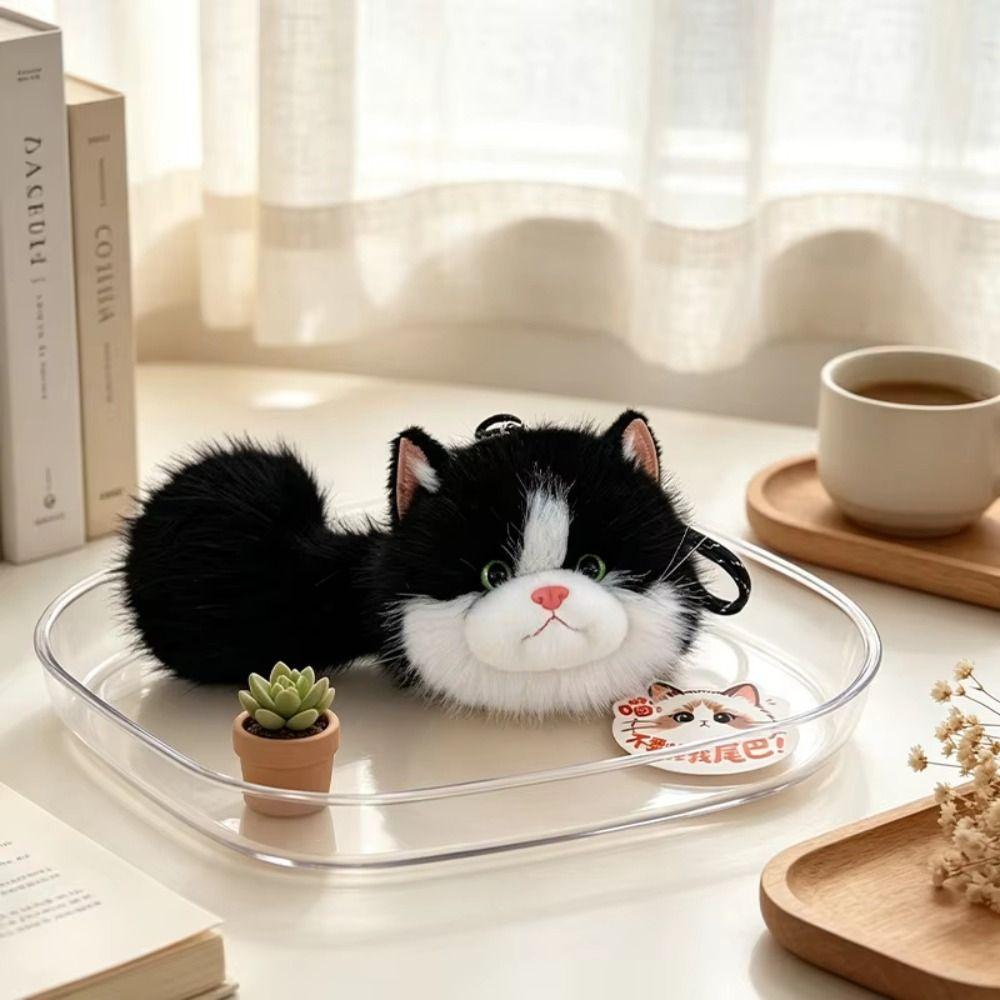 Long Tail Cat Plush Keychain Cute Stuffed Animal Doll Kawaii Ragdoll Cat Stuffed Keychain Gift