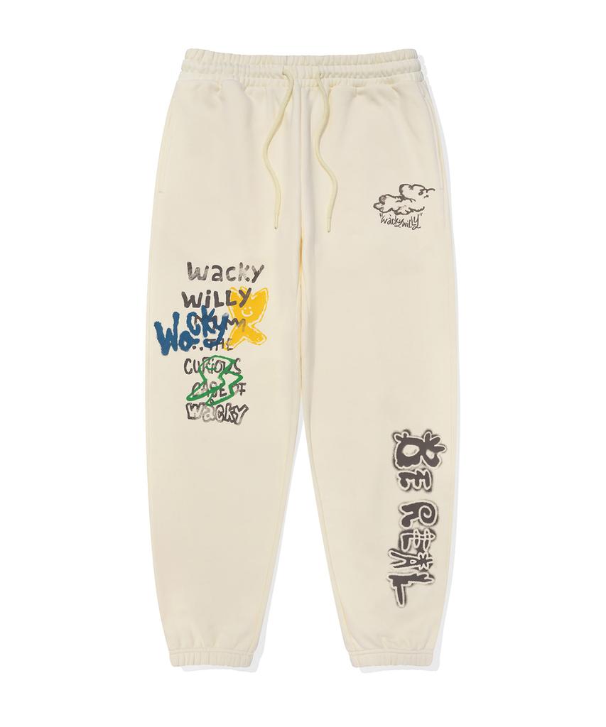 WACKY WILLY Spray Graphic Sweatpants Cream