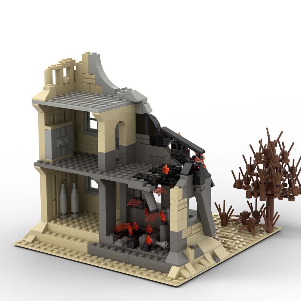 Заброшенные Разрушенные Здания MOC Военная База WW2 Наборы Строительных Блоков для Сборки Сцен Части Подарок для Фигурок Солдат Армии Игрушки Дети