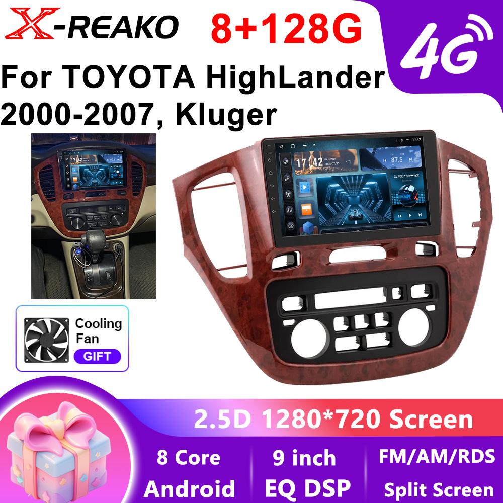 Android Головное устройство для Toyota HighLander 2000-2007, Kluger Carplay Auto Автомагнитола Мультимедийный Видеоплеер Навигация GPS 4G WIFI QLED