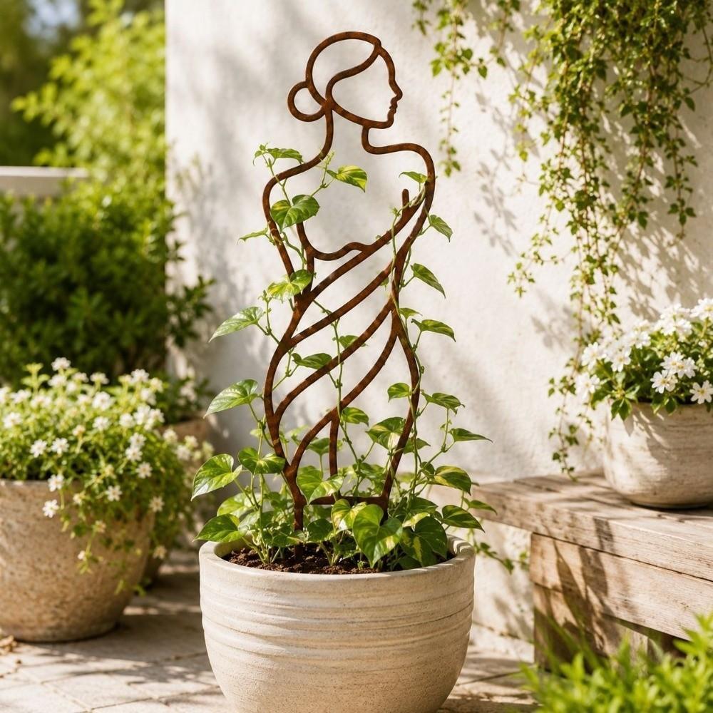 Hollow Out Character Silhouette Plant Stand Strong Load Bearing Garden Plant Trellis Greenhouse