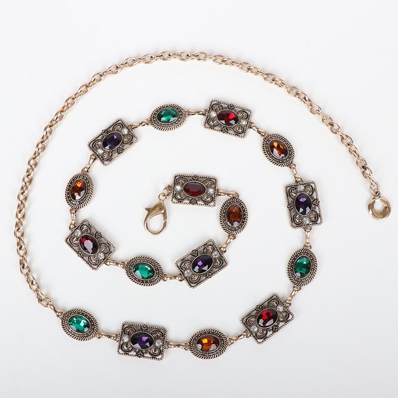 Женская цепочка на талию со стразами в стиле ретро: Универсальный, модный аксессуар для юбки