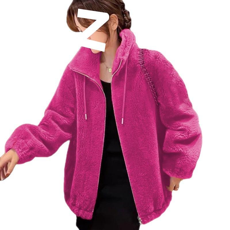 Женские модные зимние пальто с бархатом и утолщенным двусторонним бархатным воротником-стойкой, теплая толстовка для женщин, кардиган на молнии, флис для женщин
