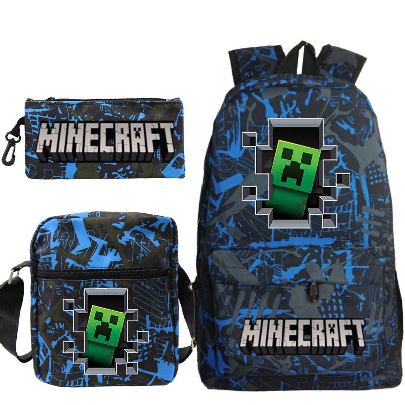 Школьная сумка для детей с принтом Minecraft, сумка через плечо, пенал для канцелярии, набор рюкзаков для студентов