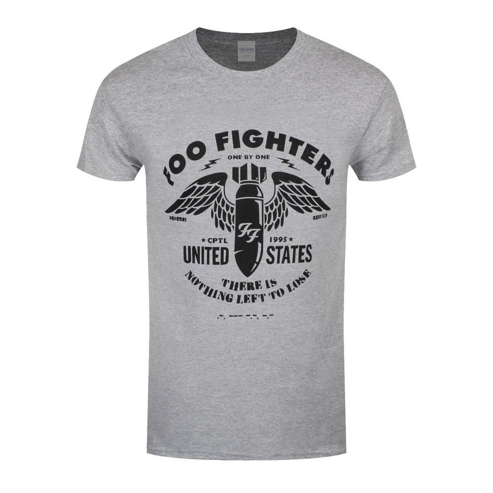 Foo Fighters T-Shirt One By One Stencil Rock Official New Grey