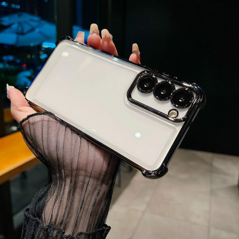 Противоударный прозрачный пластиковый чехол для смартфонов Samsung с защитой объектива камеры