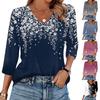 Women's T Shirt Print 3/4 Sleeve Daily Weekend Fashion Basic V- Neck Regular Top