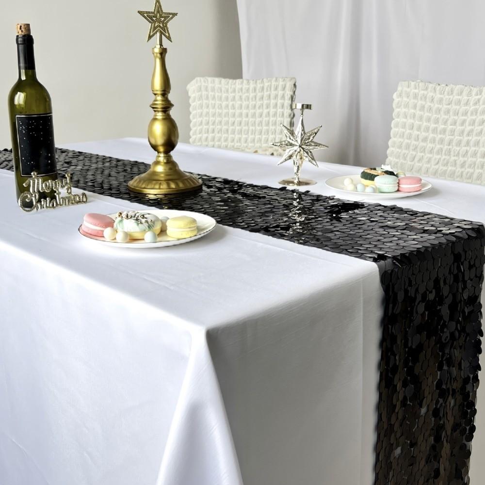 Sparkling Sequins Table Runner Fish Scale Glitters Table Cover Underwater Themed Parties