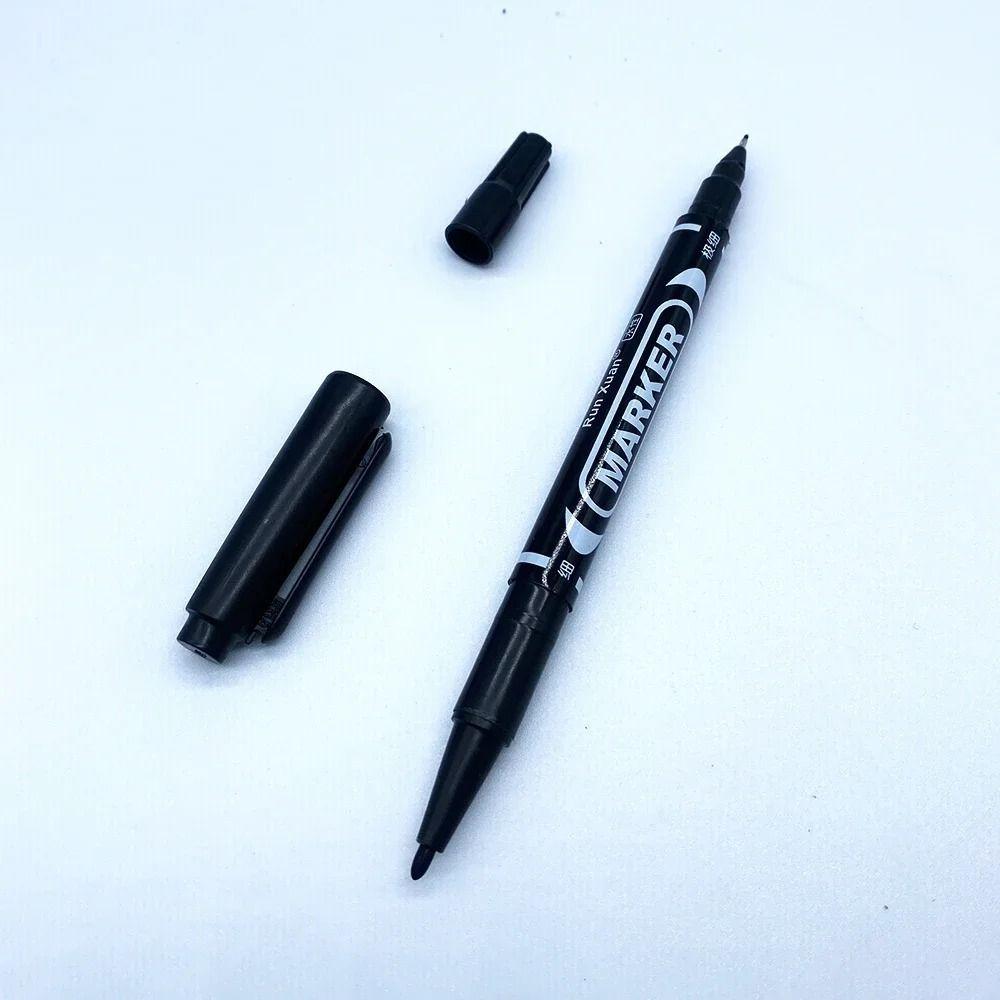 2Pcs/set Thin Pen Tip Tattoo Skin Marker Pen Black/Red/Blue Ink Dual-Tip Tattoo Makeup Pen Writing