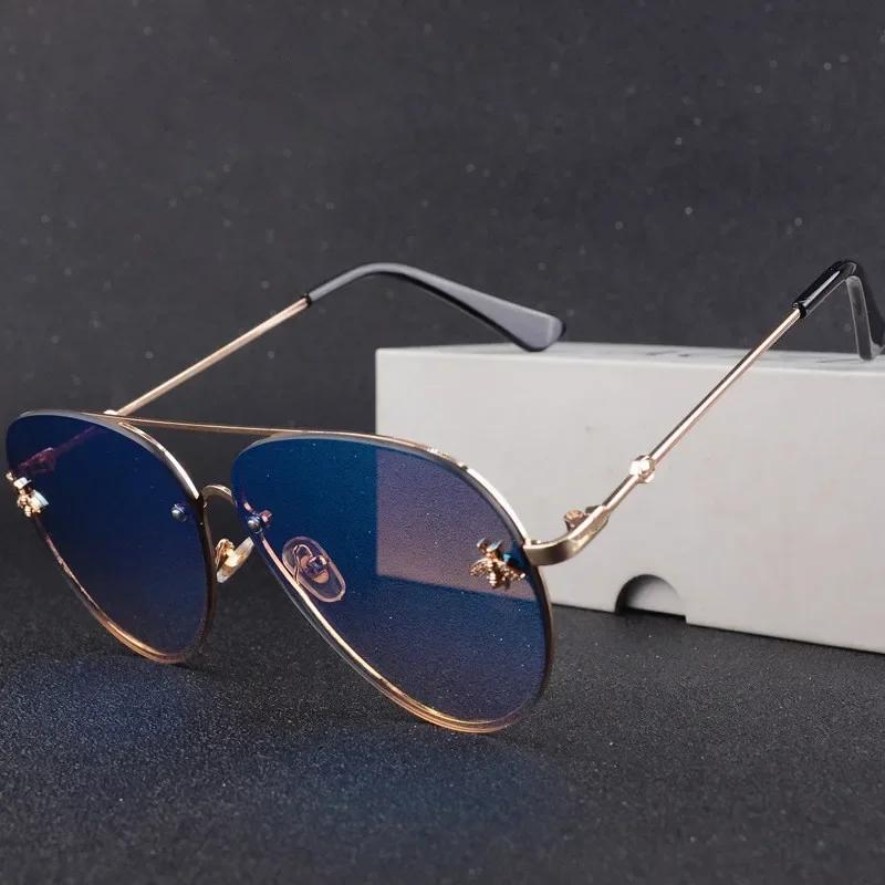 Luxury Brand Designer Female Rimless Sunglasses Aviation Woman Sun Glasses Gradient Shades Little Bee Lens Ladies UV400 Ray